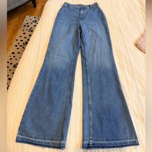Free People Blue Denim Wide Leg Flare Jeans
